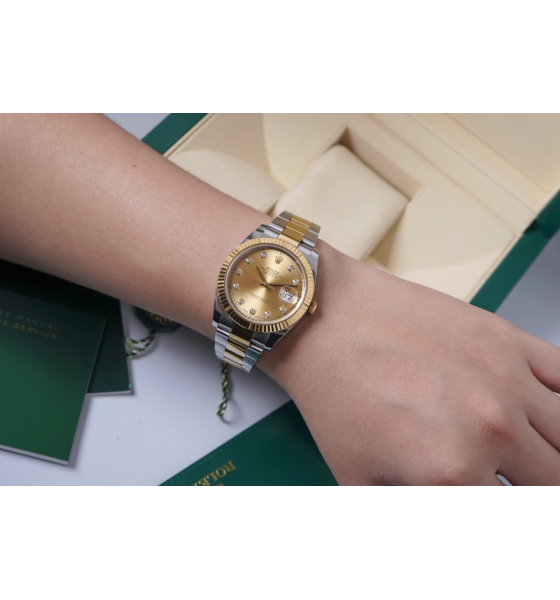 Rolex Datejust M126333-0011 126333-0011 Oystersteel và vàng vàng, mặt số champagne kim cương
