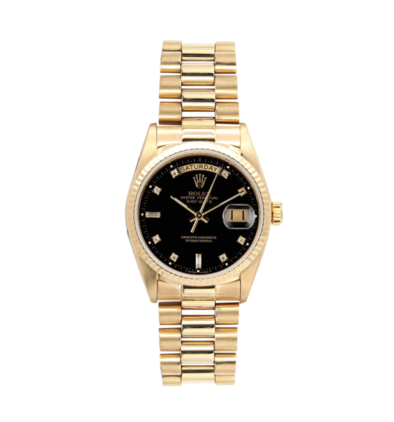 Đồng Hồ Rolex Day-Date 36mm 18038 Black Diamond Dial 