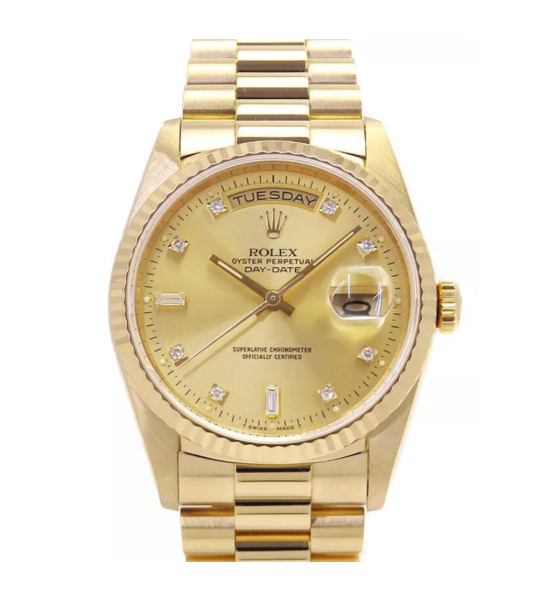 Đồng Hồ Rolex Day-Date 36mm 18238 Champagne Diamond Dial