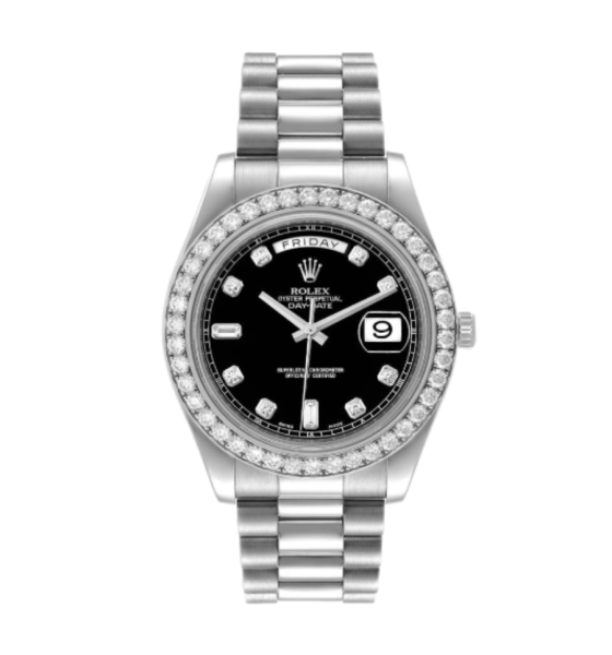 Đồng Hồ Rolex Day-Date ll 41mm 218349 Black Diamond 18k White Gold 