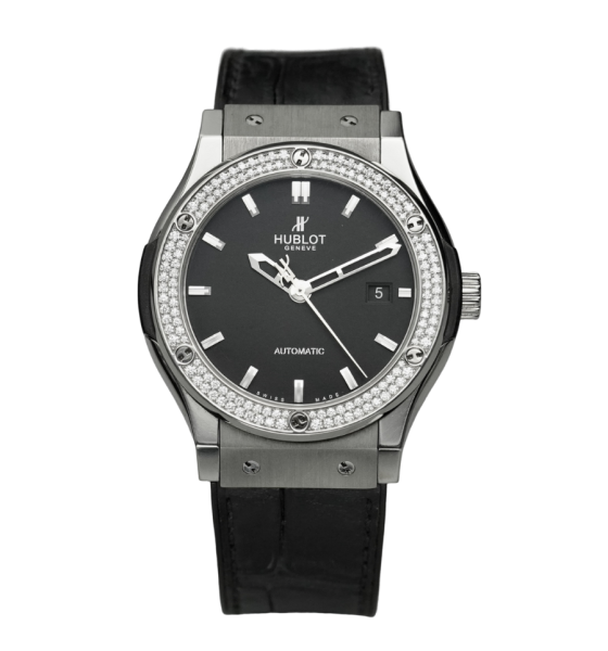 Hublot Classic Fusion Black Dial 42mm Benzel kim cương 542.NX.1171.LR