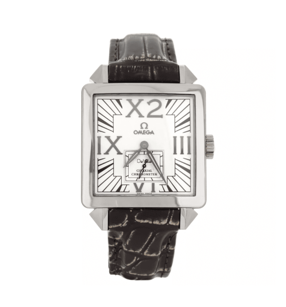 Omega De Ville x2 small second white dial white gold alligator 7710.30.39