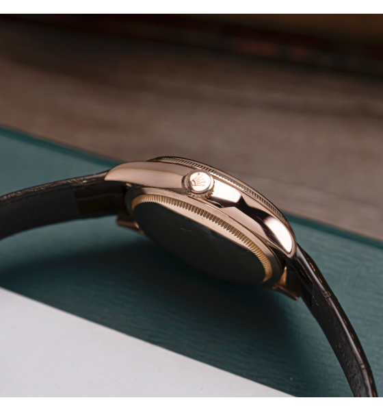 Rolex Cellini Date 39mm Rose Gold Black Brown 50515-0010