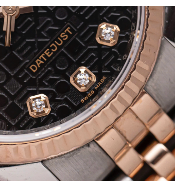 Rolex Datejust 116231 36mm Demi Hồng Mặt Số Vi Tính Đen