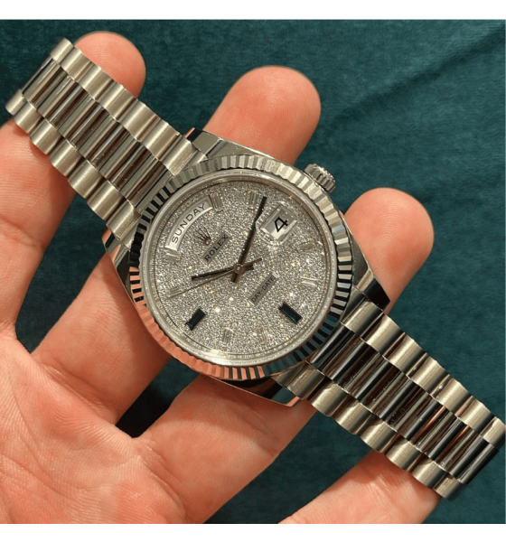 Rolex Day-Date 228239-0049 vàng trắng, mặt số kim cương
