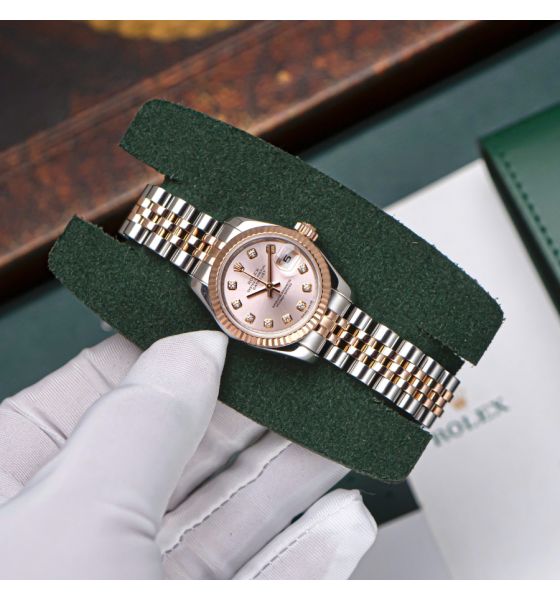 Rolex Lady Datejust 179171 Mặt Số Hồng Demi Hồng Cọc Số Kim Cương
