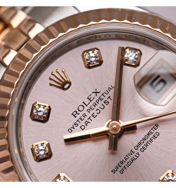 Rolex Lady Datejust 179171 Mặt Số Hồng Demi Hồng Cọc Số Kim Cương