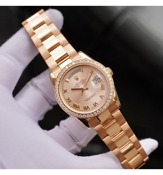 Đồng Hồ Rolex Day-Date 36mm Everose Gold 118205 Roman Oyster 