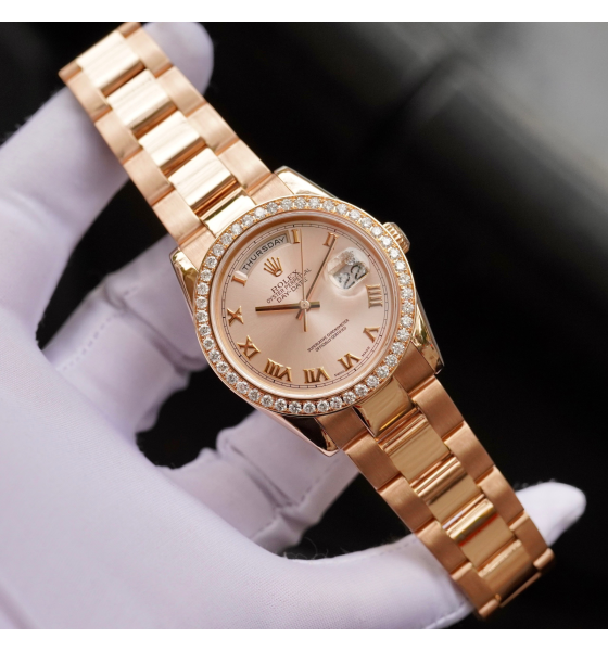 Đồng Hồ Rolex Day-Date 36mm Everose Gold 118205 Roman Oyster 