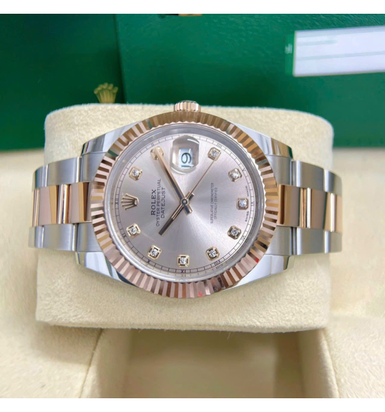 Đồng Hồ Rolex Datejust Sundust Diamond Dial Steel and 18K Everose Gold 41mm 126331-0007