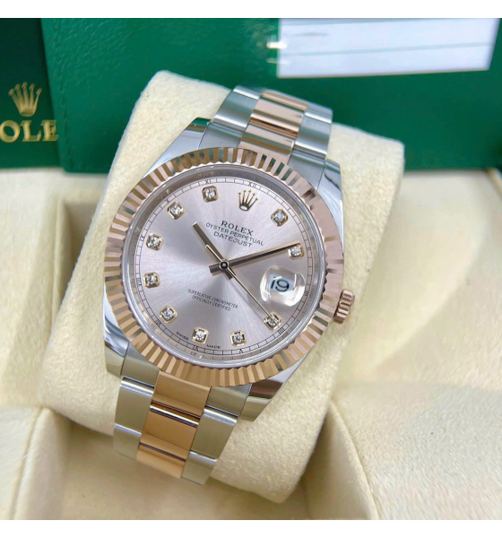 Đồng Hồ Rolex Datejust Sundust Diamond Dial Steel and 18K Everose Gold 41mm 126331-0007
