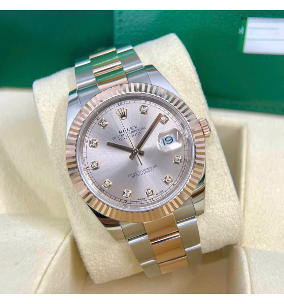 Đồng Hồ Rolex Datejust Sundust Diamond Dial Steel and 18K Everose Gold 41mm 126331-0007