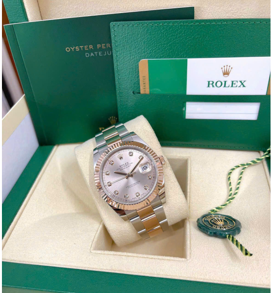 Đồng Hồ Rolex Datejust Sundust Diamond Dial Steel and 18K Everose Gold 41mm 126331-0007