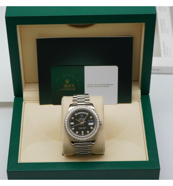 Đồng Hồ Rolex Day-Date ll 41mm 218349 Black Diamond 18k White Gold 
