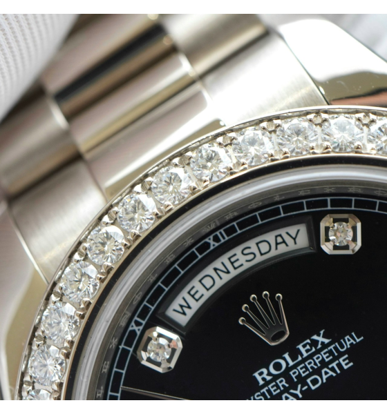 Đồng Hồ Rolex Day-Date ll 41mm 218349 Black Diamond 18k White Gold 