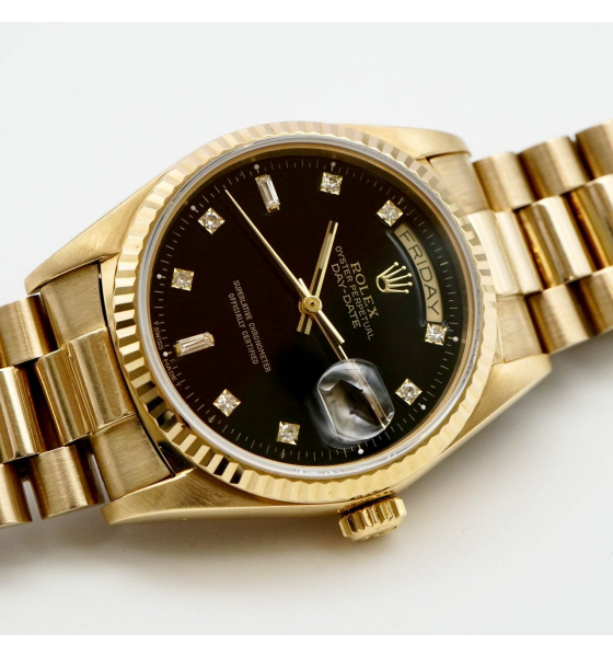 Đồng Hồ Rolex Day-Date 36mm 18038 Black Diamond Dial 