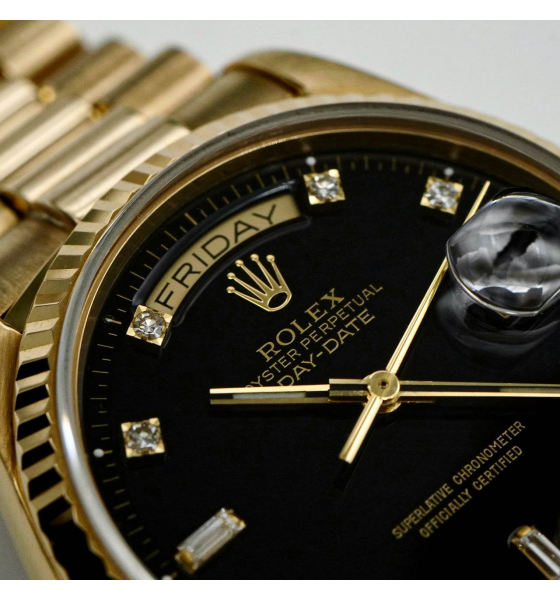 Đồng Hồ Rolex Day-Date 36mm 18038 Black Diamond Dial 