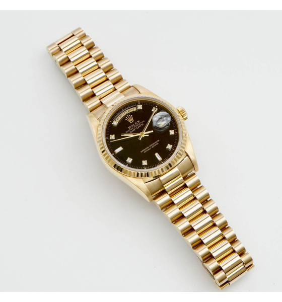 Đồng Hồ Rolex Day-Date 36mm 18038 Black Diamond Dial 