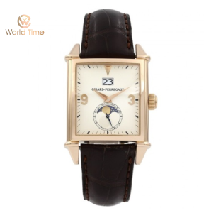 Girard perregaux Vintage 45 Big Date Moon Yellow Gold on Strap with White Dial Ref.2580