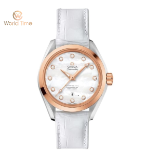 Omega seamaster aqua terra mother of pearl dial white leather ladies watch Ref.231.23.34.20.55.001