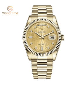 Đồng Hồ Rolex Day Date 36 118238 Mặt Số Vi Tính Vàng Khảm trai Champagne