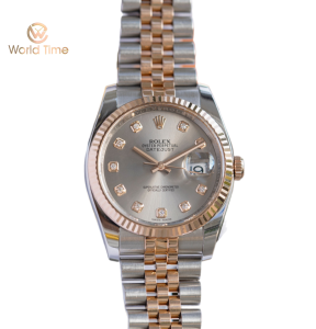 Rolex Datejust 116231 Demi Hồng Mặt Tia Xám Cọc Kim