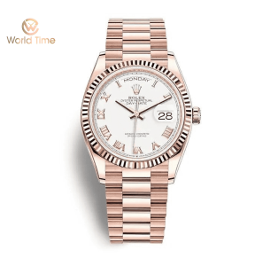Rolex Day Date 36 128235 vàng hồng everose Mặt số trắng Cọc số la mã Dây đeo president